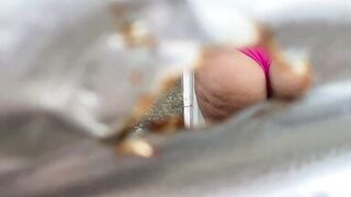 Pervert records through the outdoor dressing hole - 10 image