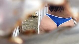 Pervert records through the outdoor dressing hole - 2 image