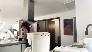 delicious maid MILF with huge saggy tits lets her boss play with her nibs - 13 image