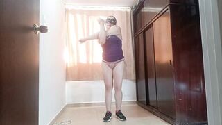 I want cock!! I Love Exercising in Thongs Video for My Husband's Coworkers!! - 2 image