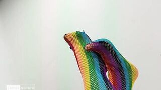 Foot Fetish with Sexy Colored Stockings - 14 image