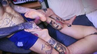 My stepson masturbates with my feet and cums on my toes - 7 image