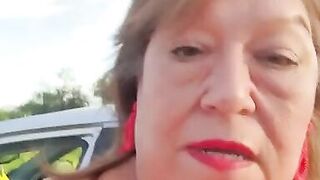 Mature woman, hairy pussy, driving & had to pee so badly! - 2 image