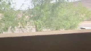 Hotwife blows hubby on balcony, swallows cum - 5 image
