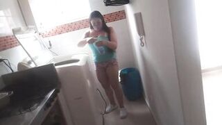 Sexually Excited Bitch Stepsister With Biggest Cameltoe Shows Off Her Giant Cameltoe In The Kitchen. - 10 image