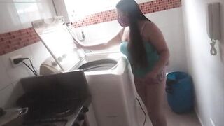 Sexually Excited Bitch Stepsister With Biggest Cameltoe Shows Off Her Giant Cameltoe In The Kitchen. - 12 image