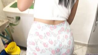 Beautiful Married Woman Milf Washing and Cleaning in my House has a Big ASS - 2 image