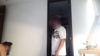Maid has huge natural breasts and lets her boss squeeze them as she loves it - 5 image