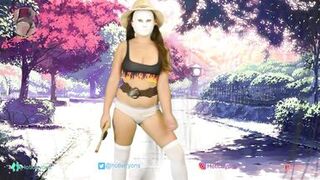 Strip tease with anime style clothes nip slips and pussy slip - 13 image