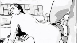 man having sex with married woman without her husband knowing in cartoon - 1 image
