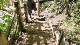 Public Agent - Almost caught Striping Naked by Waterfall and Giving Blowjob Next to Public Trail POV - 2 image