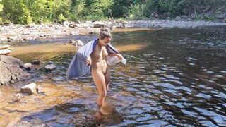 Public Agent - Almost caught Striping Naked by Waterfall and Giving Blowjob Next to Public Trail POV - 3 image