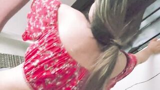 My neighbor waiting for her husband to arrive, while they fuck her in the living room of her house - 4 image
