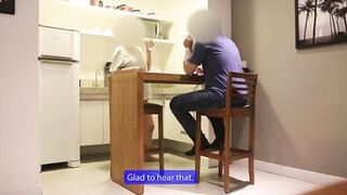 She fucks and sucks her husband's friend's dick while they are alone at home. - 2 image