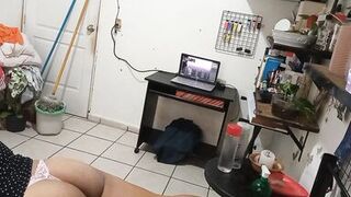 my wife cleaning the room in dress and thong - 12 image