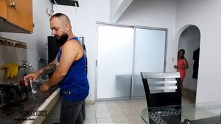 My stepson gives me a great fuck in the kitchen - 1 image