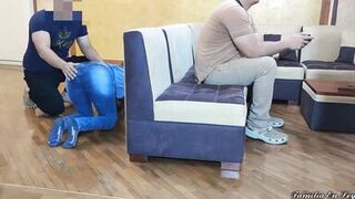 Inexperienced Wife is Unfaithful to her Cuckold Husband with his Brother in Law while he is Playing NTR - 2 image