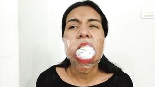 Sexy Inexperienced Bondage Girl Gagged With 10 Socks By Hot Latina Lezdom MILF - 11 image