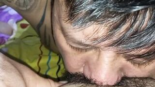 he eats my feet and my hairy cunt