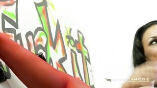 Tattooed slut having fun with a long cock in the glory hole - 3 image