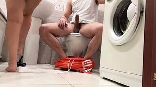 I went to the toilet and sat on the dick - 1 image