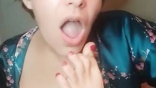 Intense self foot worship with titty - 2 image