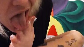 Blonde sucks and licks soles and toes after showing off - 10 image