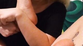 Blonde sucks and licks soles and toes after showing off - 12 image