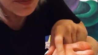 Blonde sucks and licks soles and toes after showing off - 8 image