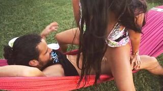 Beautiful Latina wife Jolla gets pussy eaten on a hammock - 11 image