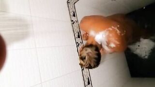 My Pregnant Ebony Latina Wife taking a Shower and Loves to be Watched - 11 image