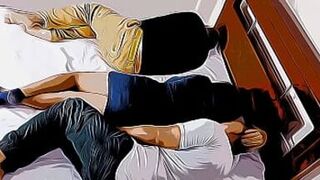 I stay in the hotel with my brother and his girlfriend but I can not resist my beautiful sister-in-law who is next to me - The day I take advantage of my brother's wife NTR Cartoon Version - 1 image