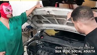 Spouse made the dream of the hawt blond wife happen who was to fuck with the mechanic inside the workshop - 2 image