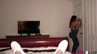 Hot Latin MILF Hides from Husband in Son's Room with his Dick in her - 1 image