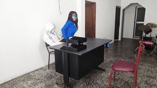 THE DOCTOR HAS SEX WITH HIS SECRETARY IN THE CUSTOMER SERVICE OFFICE. SHE RIDES HIM VERY SENSUALLY ON THE DESK AT WORK - 5 image