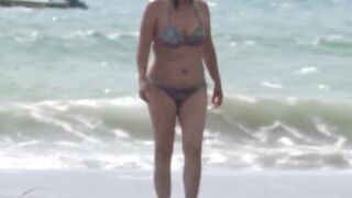 On the beach, mutual masturbation with stepmother, big cumshot on her hairy pussy - 2 image