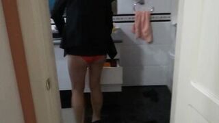 Beautiful stepmother dresses to go fuck, comes back and undresses, still aroused. - 4 image