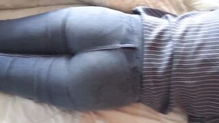 Stepson masturbates with my ass, jeans up and jeans down. He wants to fuck me. - 11 image