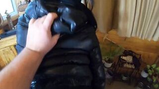 Milfycalla - a Lot of Cum on My Black Down Jacket and Black Leather Leggings 216 - 12 image