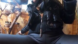 Milfycalla - a Lot of Cum on My Black Down Jacket and Black Leather Leggings 216 - 5 image