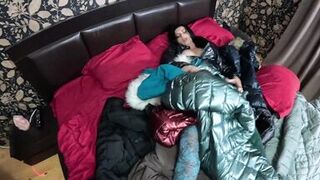 Several shiny down-jackets used for fucking and masturbating 267 - 15 image