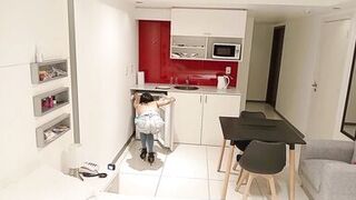 spying on stepmother while she cleans the house, brunette, Latina, big ass, busty. - 12 image