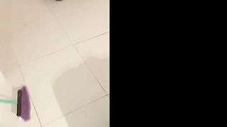 spying on stepmother while she cleans the house, brunette, Latina, big ass, busty. - 6 image