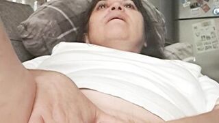 The neighbor looks at me as I rest and touches my pussy - 12 image