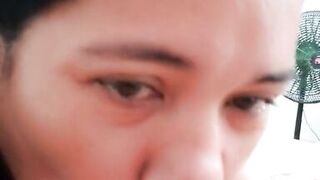 Beautiful neighbor sucking rich deep throat - 10 image