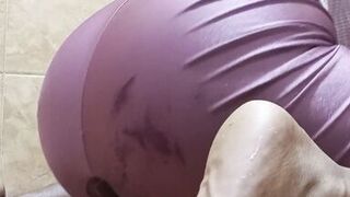 Horny brunette gets a dildo in her wet and hairy pussy until she makes a big squirt all over the floor - 7 image