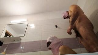 Amateur couple takes a bath, wife with hairy pussy, big ass, big tits. - 6 image