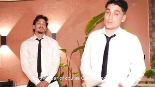 Curvy Sara Black gets dominated by two horny studs in a wild interview with double penetration