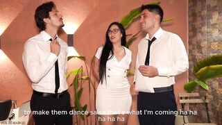 Curvy Sara Black gets dominated by two horny studs in a wild interview with double penetration - 6 image