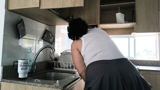 Curvy ebony MILF employee moans loudly as her pussy is drenched in dildo and cum - 2 image